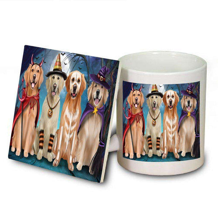 Happy Halloween Trick or Treat Golden Retriever Dog Mug and Coaster Set