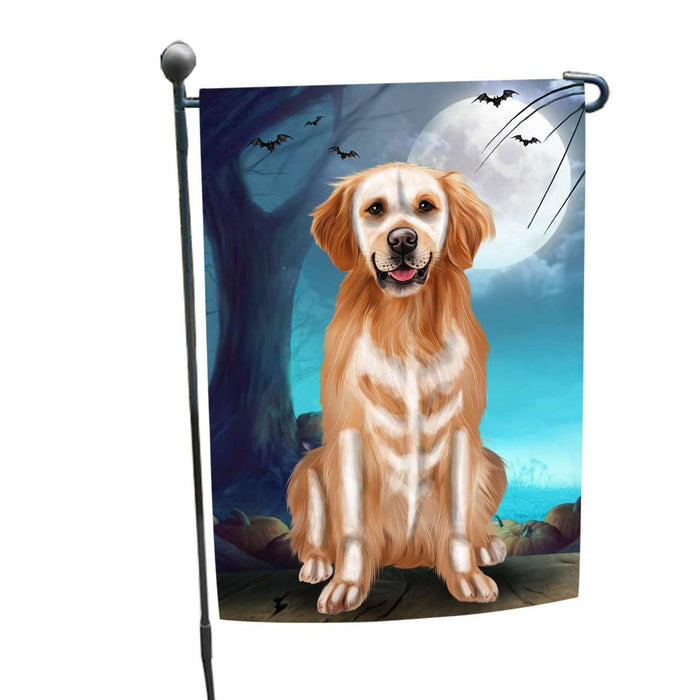 Happy Halloween Trick or Treat Golden Retriever Dog Skeleton Garden Flag