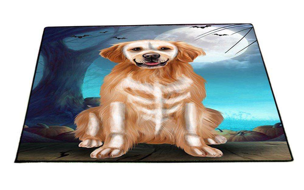 Happy Halloween Trick or Treat Golden Retriever Dog Skeleton Indoor/Outdoor Floormat