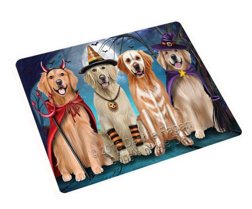 Happy Halloween Trick or Treat Golden Retriever Dog Tempered Cutting Board (Small)