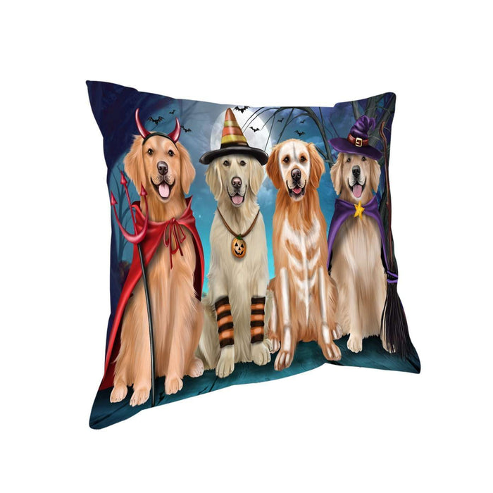Happy Halloween Trick or Treat Golden Retriever Dog Throw Pillow
