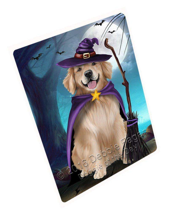 Happy Halloween Trick or Treat Golden Retriever Dog Witch Art Portrait Print Woven Throw Sherpa Plush Fleece Blanket