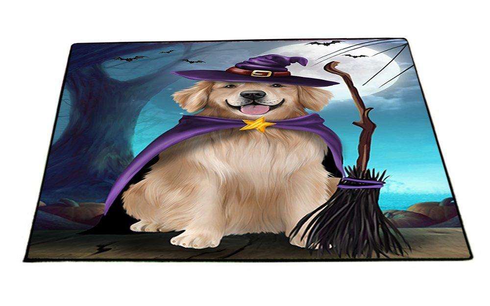Happy Halloween Trick or Treat Golden Retriever Dog Witch Indoor/Outdoor Floormat