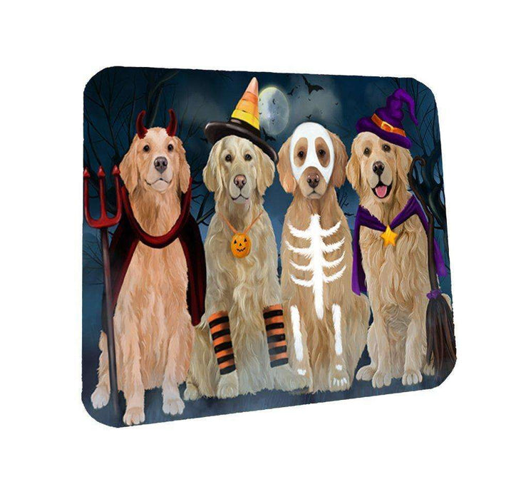 Happy Halloween Trick or Treat Golden Retrievers Dog in Costumes Coasters Set of 4