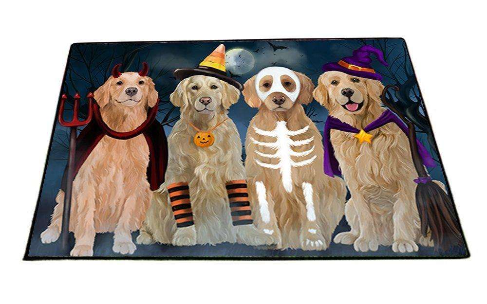 Happy Halloween Trick or Treat Golden Retrievers Dog in Costumes Indoor/Outdoor Floormat