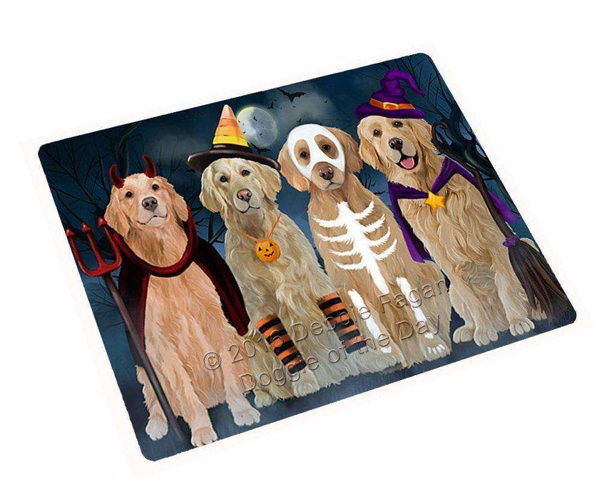 Happy Halloween Trick or Treat Golden Retrievers Dog in Costumes Tempered Cutting Board