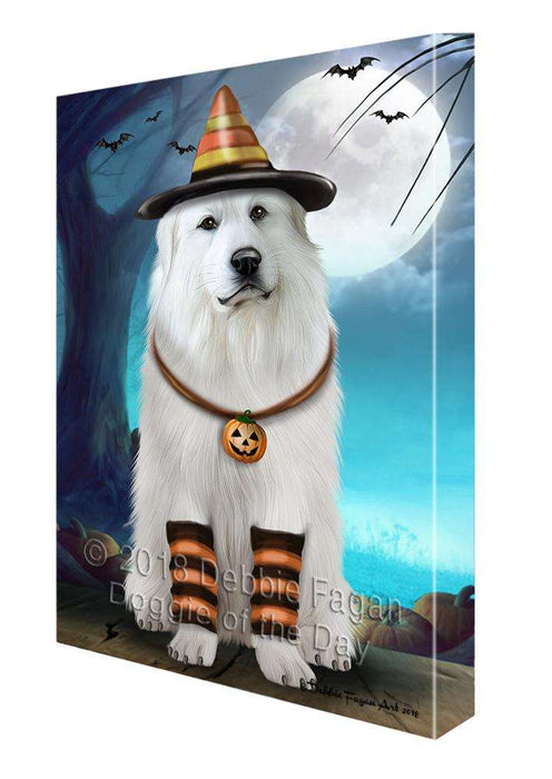 Happy Halloween Trick or Treat Great Pyrenee Dog Candy Corn Canvas Print Wall Art Décor CVS89351