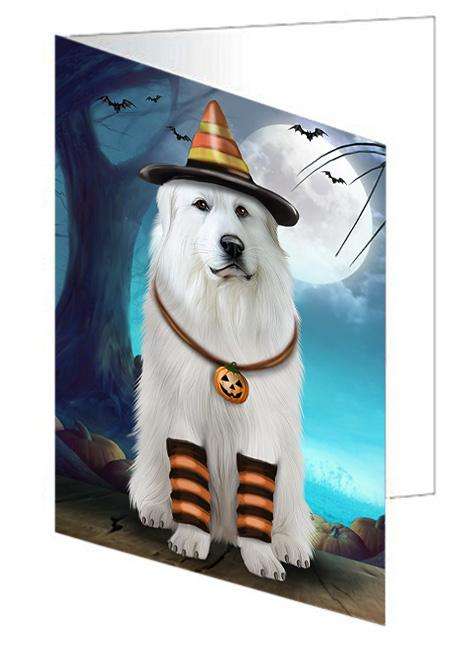 Happy Halloween Trick or Treat Great Pyrenee Dog Candy Corn Handmade Artwork Assorted Pets Greeting Cards and Note Cards with Envelopes for All Occasions and Holiday Seasons GCD61547