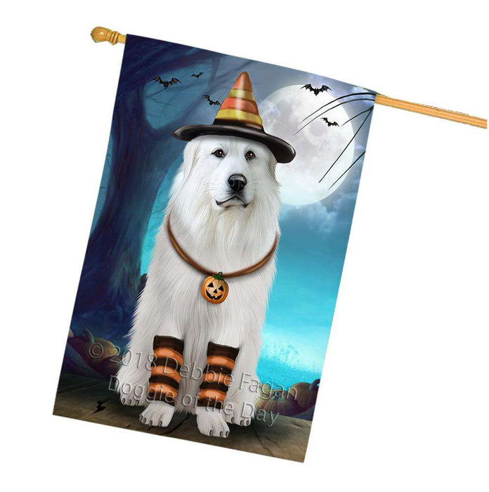 Happy Halloween Trick or Treat Great Pyrenee Dog Candy Corn House Flag FLG52587