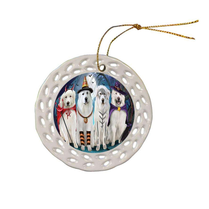 Happy Halloween Trick or Treat Great Pyrenee Dog Ceramic Doily Ornament DPOR52582
