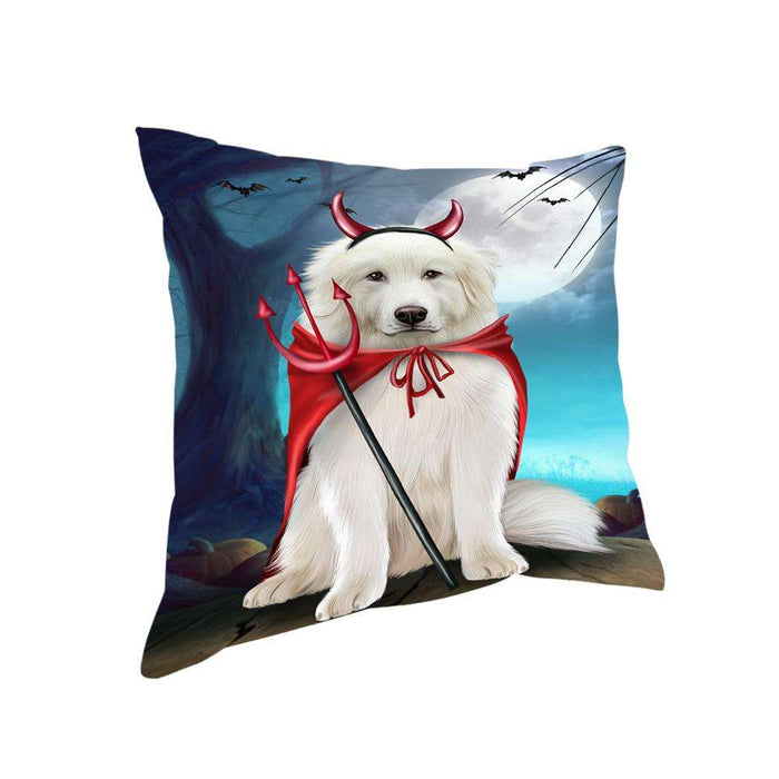 Happy Halloween Trick or Treat Great Pyrenee Dog Devil Pillow PIL66256