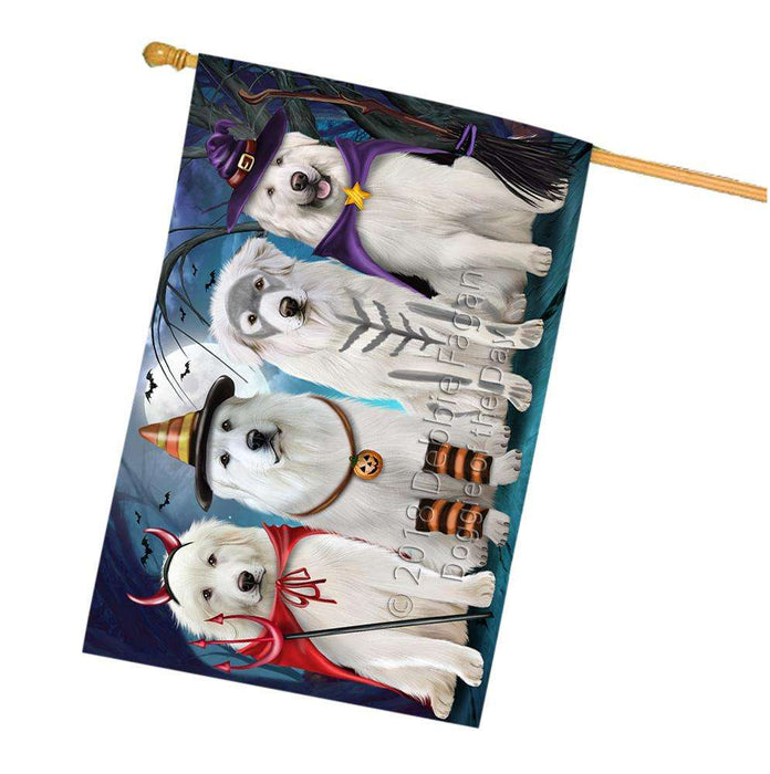 Happy Halloween Trick or Treat Great Pyrenee Dog House Flag FLG52663