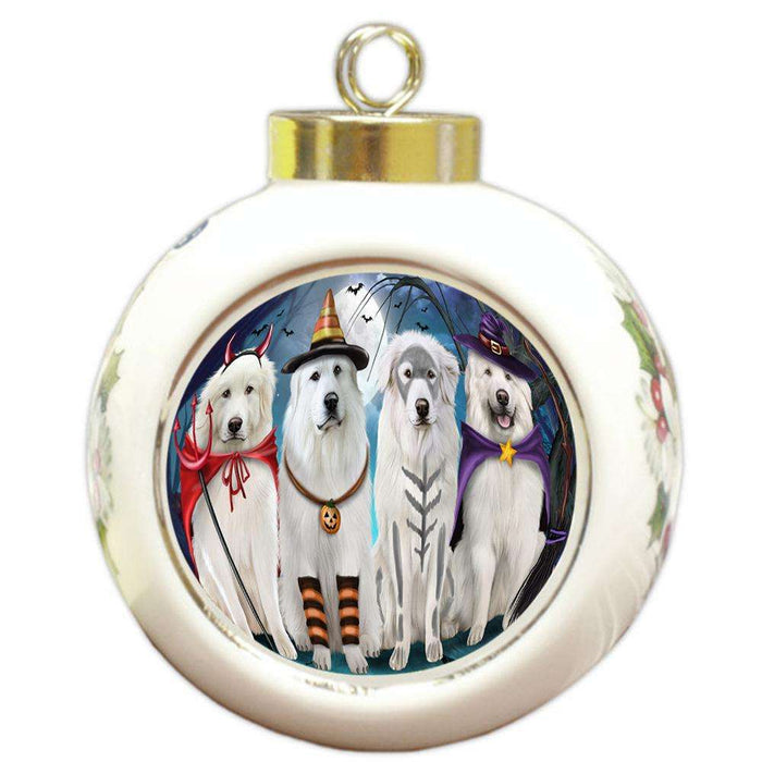 Happy Halloween Trick or Treat Great Pyrenee Dog Round Ball Christmas Ornament RBPOR52582