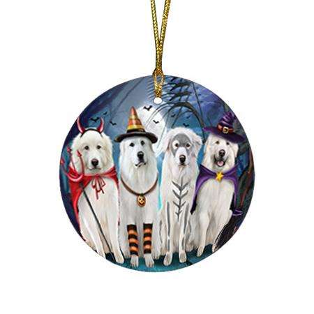 Happy Halloween Trick or Treat Great Pyrenee Dog Round Flat Christmas Ornament RFPOR52573