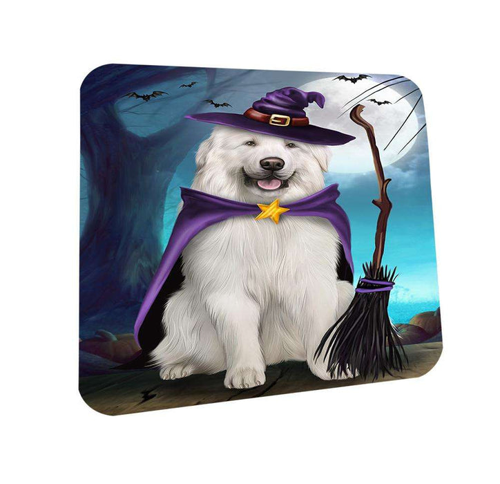 Happy Halloween Trick or Treat Great Pyrenee Dog Witch Coasters Set of 4 CST52522