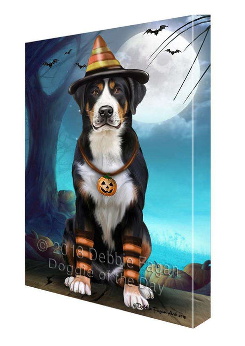 Happy Halloween Trick or Treat Greater Swiss Mountain Dog Candy Corn Canvas Print Wall Art Décor CVS89360