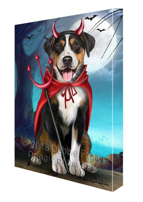 Happy Halloween Trick or Treat Greater Swiss Mountain Dog Devil Canvas Print Wall Art Décor CVS89531