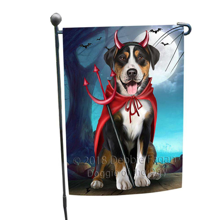 Happy Halloween Trick or Treat Greater Swiss Mountain Dog Devil Garden Flag GFLG52471