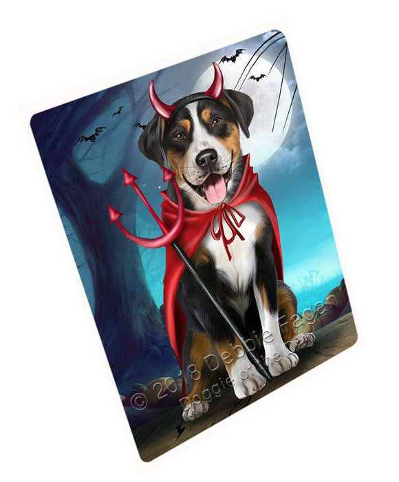 Happy Halloween Trick or Treat Greater Swiss Mountain Dog Devil Large Refrigerator / Dishwasher Magnet RMAG75342