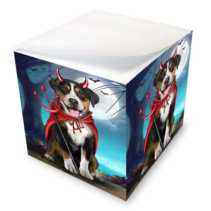 Happy Halloween Trick or Treat Greater Swiss Mountain Dog Devil Note Cube NOC52526