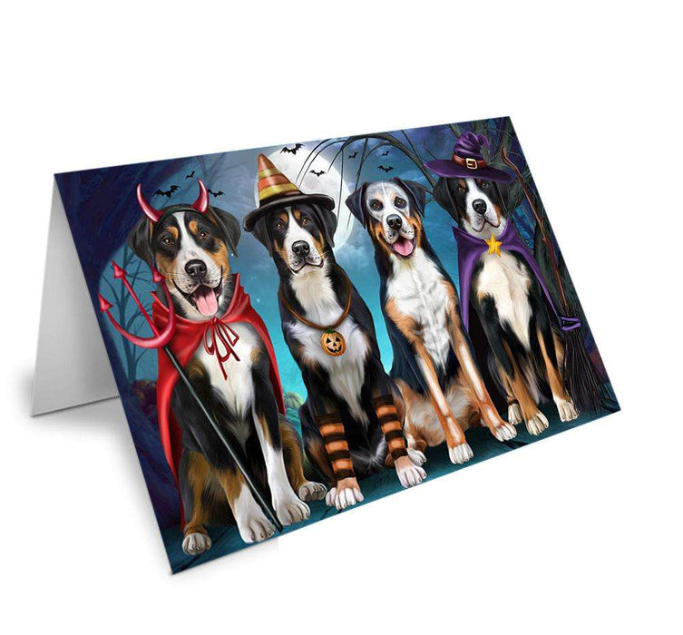 Happy Halloween Trick or Treat Greater Swiss Mountain Dog Handmade Artwork Assorted Pets Greeting Cards and Note Cards with Envelopes for All Occasions and Holiday Seasons GCD61778