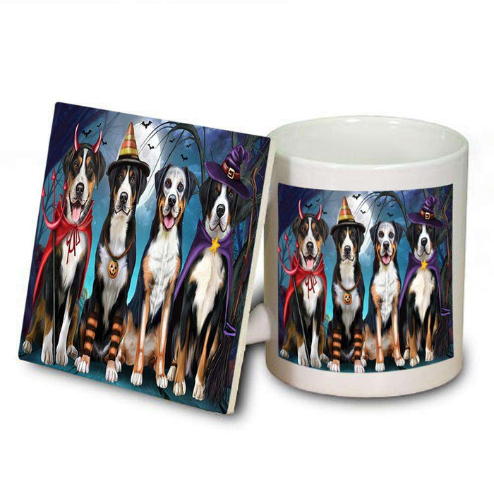 Happy Halloween Trick or Treat Greater Swiss Mountain Dog Mug and Coaster Set MUC52575