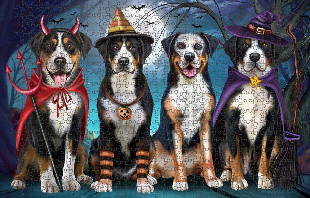 Happy Halloween Trick or Treat Greater Swiss Mountain Dog Puzzle with Photo Tin PUZL61680