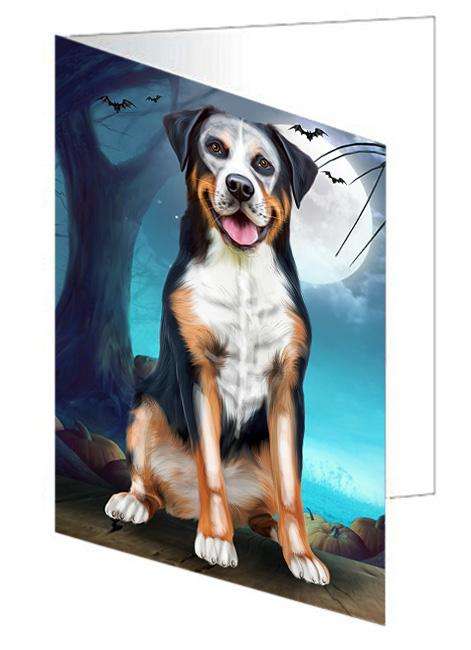 Happy Halloween Trick or Treat Greater Swiss Mountain Dog Skeleton Handmade Artwork Assorted Pets Greeting Cards and Note Cards with Envelopes for All Occasions and Holiday Seasons GCD61664