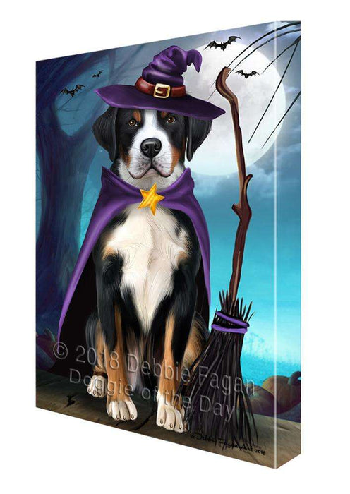 Happy Halloween Trick or Treat Greater Swiss Mountain Dog Witch Canvas Print Wall Art Décor CVS89873