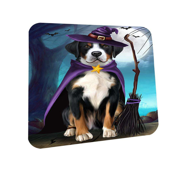 Happy Halloween Trick or Treat Greater Swiss Mountain Dog Witch Coasters Set of 4 CST52523