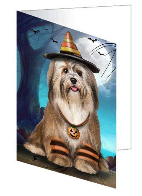 Happy Halloween Trick or Treat Havanese Dog Handmade Artwork Assorted Pets Greeting Cards and Note Cards with Envelopes for All Occasions and Holiday Seasons GCD67916