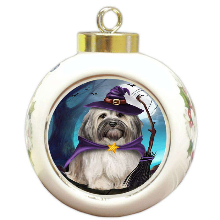 Happy Halloween Trick or Treat Havanese Dog Round Ball Christmas Ornament RBPOR54631