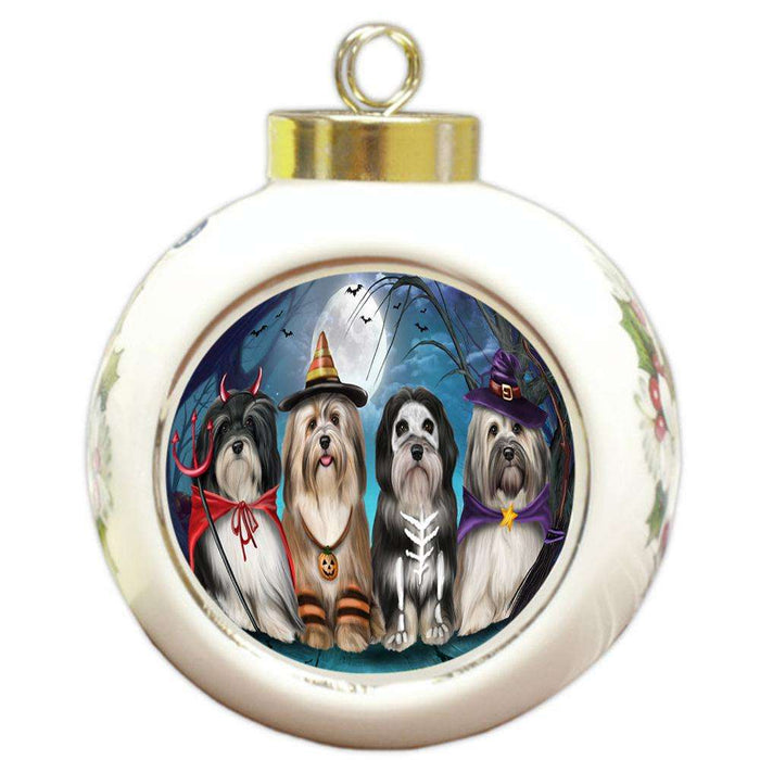Happy Halloween Trick or Treat Havaneses Dog Round Ball Christmas Ornament RBPOR54607