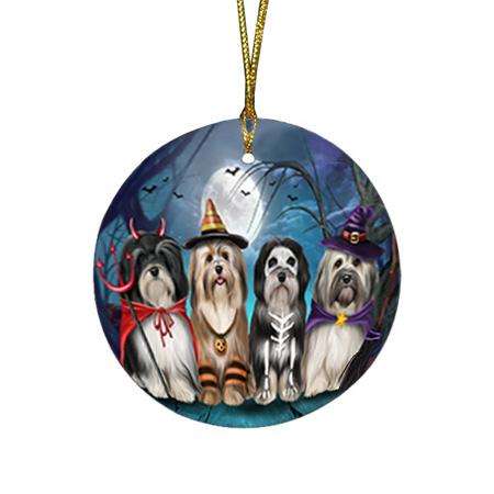 Happy Halloween Trick or Treat Havaneses Dog Round Flat Christmas Ornament RFPOR54598