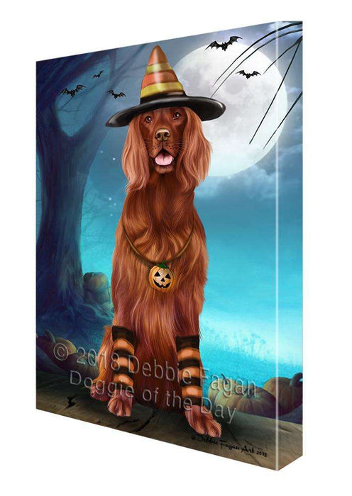 Happy Halloween Trick or Treat Irish Setter Dog Candy Corn Canvas Print Wall Art Décor CVS89369