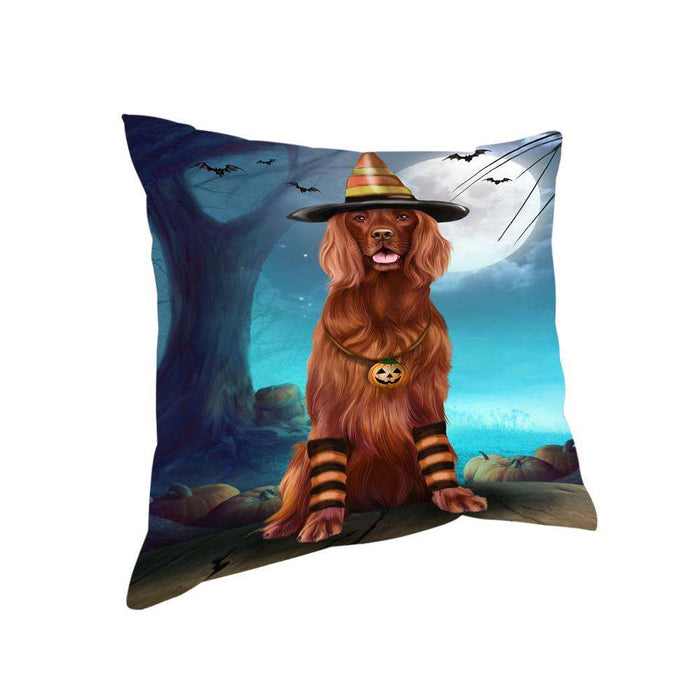 Happy Halloween Trick or Treat Irish Setter Dog Candy Corn Pillow PIL66188