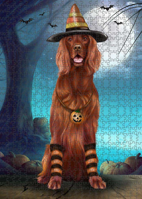 Happy Halloween Trick or Treat Irish Setter Dog Candy Corn Puzzle  PUZL61455