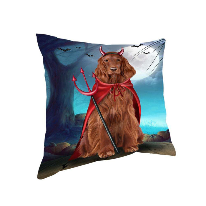 Happy Halloween Trick or Treat Irish Setter Dog Devil Pillow PIL66264
