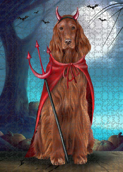 Happy Halloween Trick or Treat Irish Setter Dog Devil Puzzle with Photo Tin PUZL61512