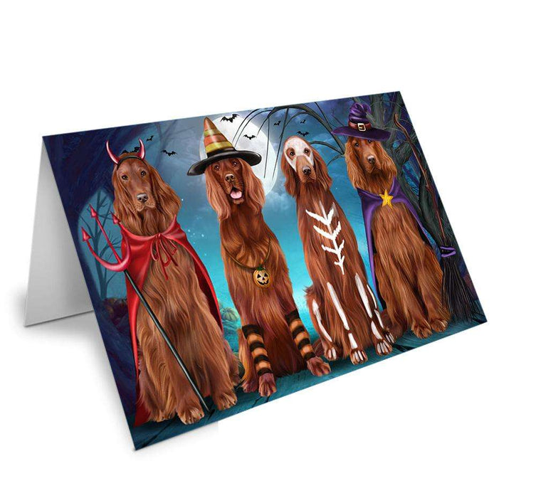 Happy Halloween Trick or Treat Irish Setter Dog Handmade Artwork Assorted Pets Greeting Cards and Note Cards with Envelopes for All Occasions and Holiday Seasons GCD61781