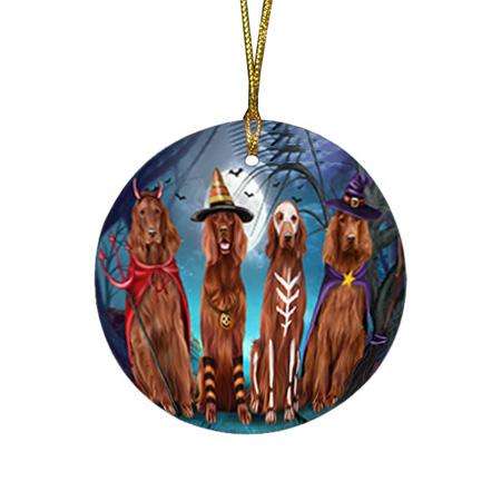 Happy Halloween Trick or Treat Irish Setter Dog Round Flat Christmas Ornament RFPOR52575