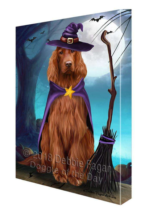 Happy Halloween Trick or Treat Irish Setter Dog Witch Canvas Print Wall Art Décor CVS89882