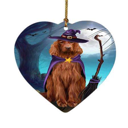 Happy Halloween Trick or Treat Irish Setter Dog Witch Heart Christmas Ornament HPOR52565