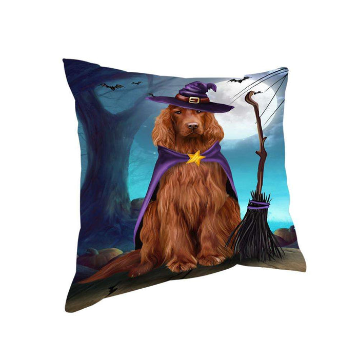 Happy Halloween Trick or Treat Irish Setter Dog Witch Pillow PIL66416