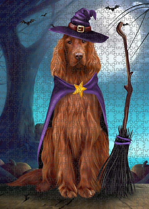 Happy Halloween Trick or Treat Irish Setter Dog Witch Puzzle with Photo Tin PUZL61626