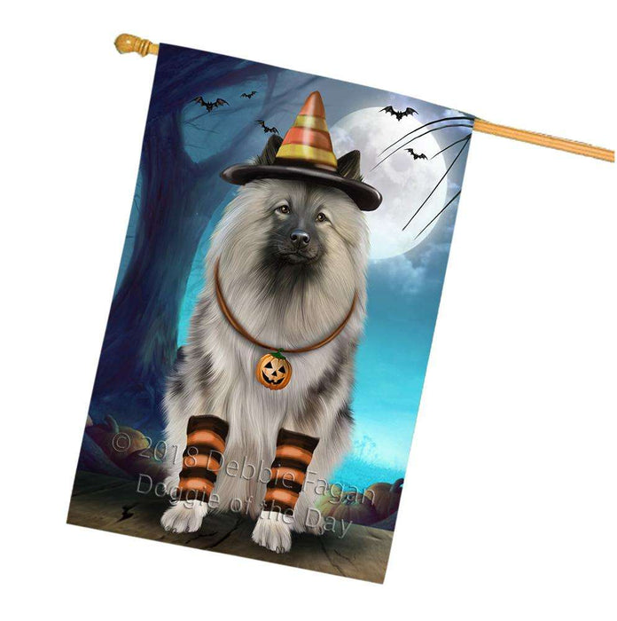 Happy Halloween Trick or Treat Keeshond Dog Candy Corn House Flag FLG52590