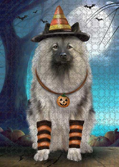 Happy Halloween Trick or Treat Keeshond Dog Candy Corn Puzzle with Photo Tin PUZL61458