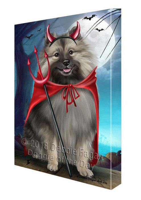 Happy Halloween Trick or Treat Keeshond Dog Devil Canvas Print Wall Art Décor CVS89549