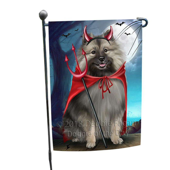 Happy Halloween Trick or Treat Keeshond Dog Devil Garden Flag GFLG52473