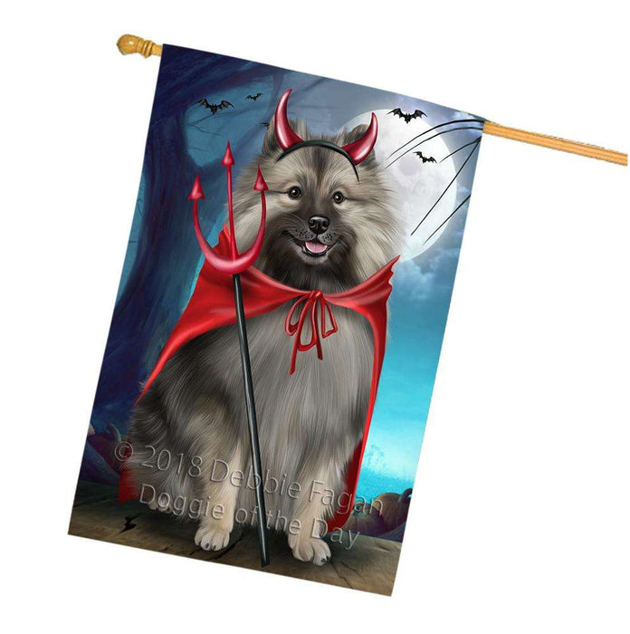 Happy Halloween Trick or Treat Keeshond Dog Devil House Flag FLG52609